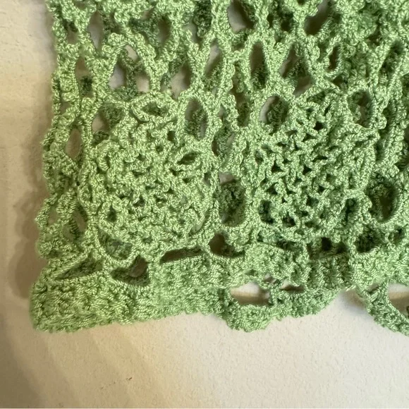 Vintage Hand Crochet Knit Vest Women’s Medium Green Sweater Sleeveless Boho - Picture 16 of 16